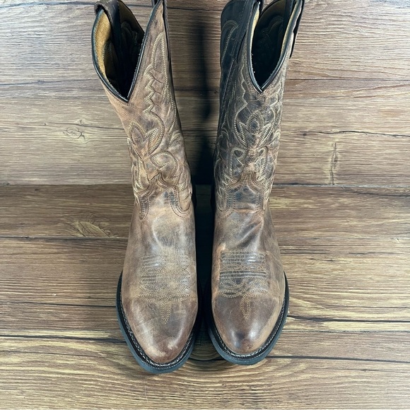 Laredo Boots Brown Leather Cowboyy Boots Shoes Men’s Size 10 EXTRA WIDE - Picture 9 of 10